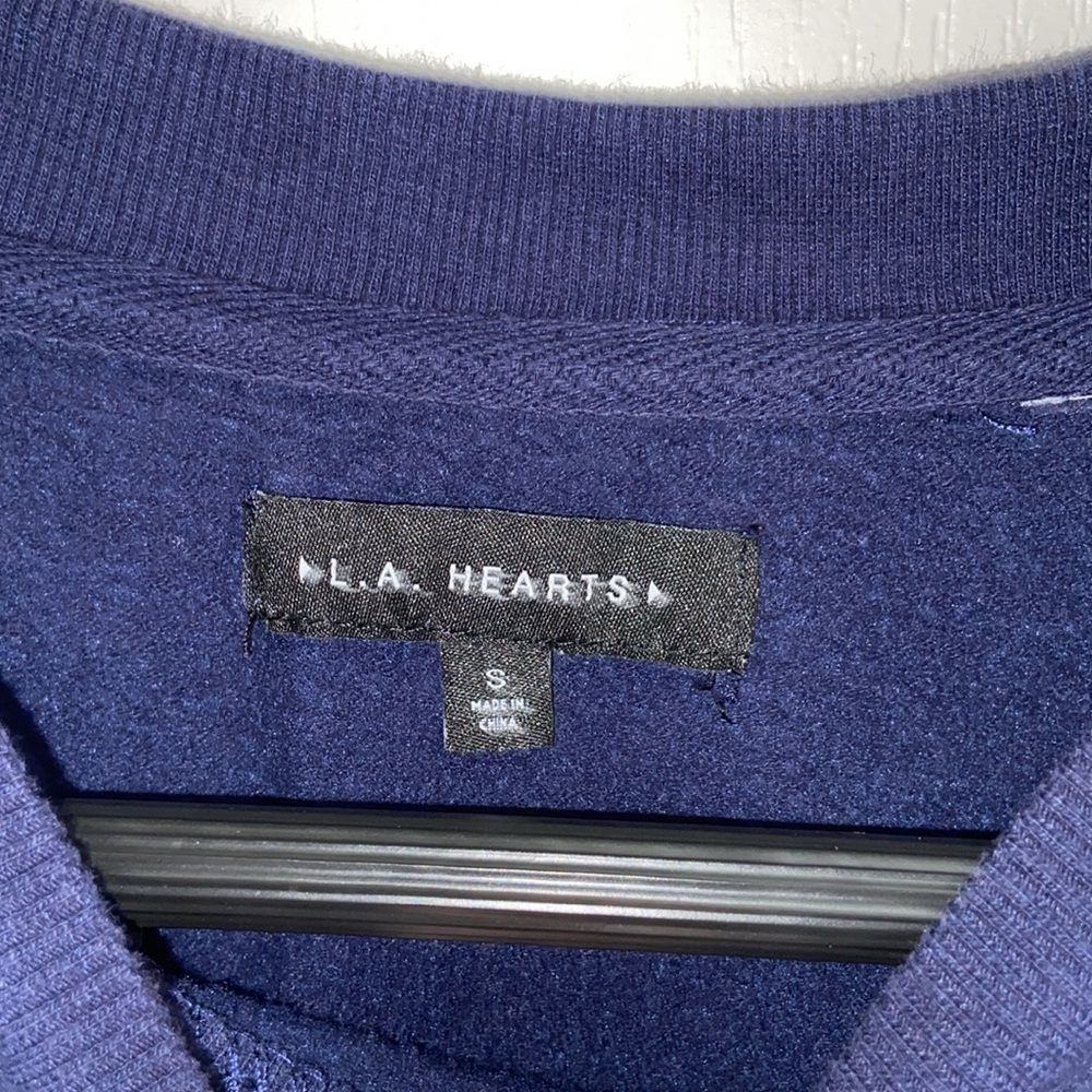 MILAN ITALY 1991 Vintage Retro Look Cropped Navy Blue Sweatshirt Embroidered - Picture 3 of 8